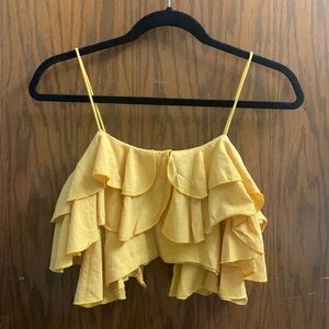 Gold ruffled top, size S